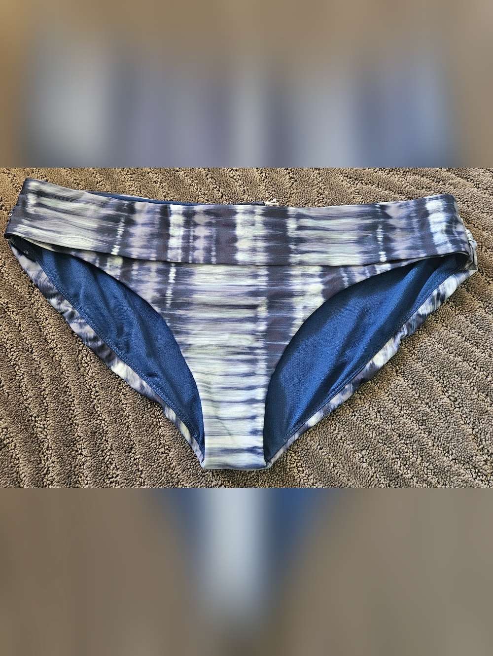 Prana Women's Blue and White Tie-Dye Swim Bottoms